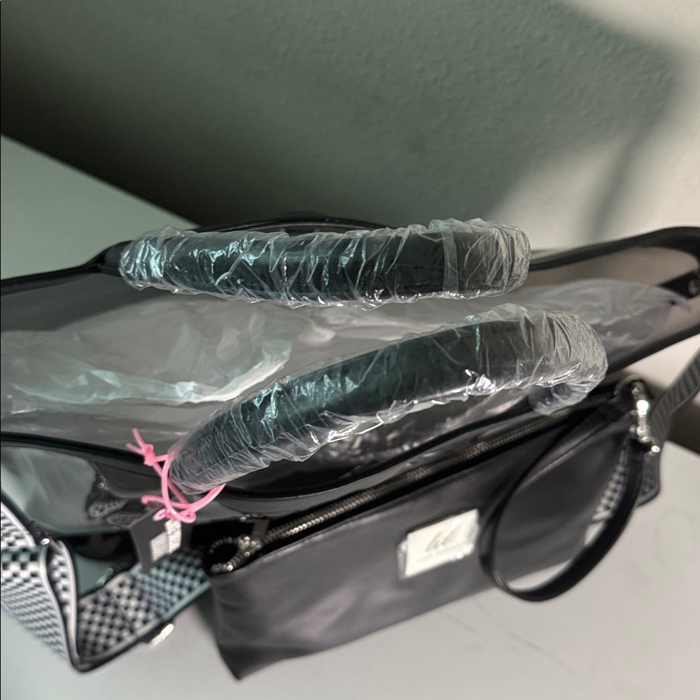 Black Transparent Tote Bag with Pouch - Picture 4 of 4